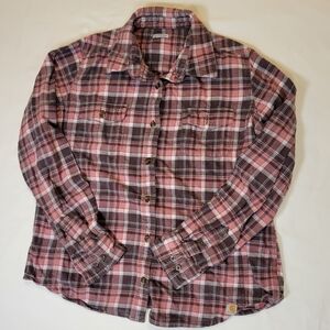 Carhartt Women's Pink Plaid Button Down Shirt